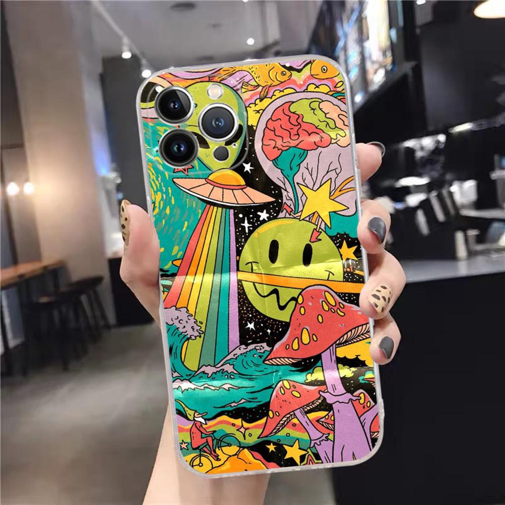 Funny Aesthetics Cartoon Alien Space Phone Case Silicone Soft For Iphone 16 15 14 13 12 11 Pro Mini XS MAX Plus X Cover