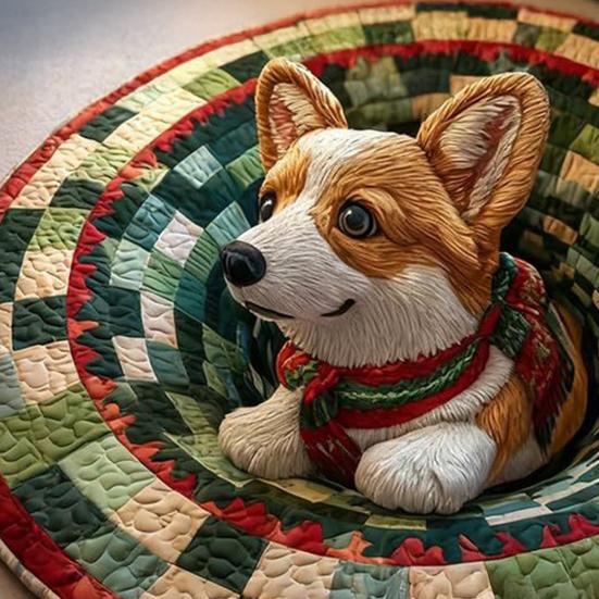 3D Christmas Rug Santa Claus Gnome Quilted Round Floor Mat Optical Illusion Depth Pattern Decorative Area Rug for Living Room Bedroom