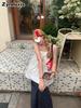 French Lace Patchwork White Cami Strapless Backless Top Women's Underwear Summer Outerwear Vacation Style Loose Sleeveless Top Trendy