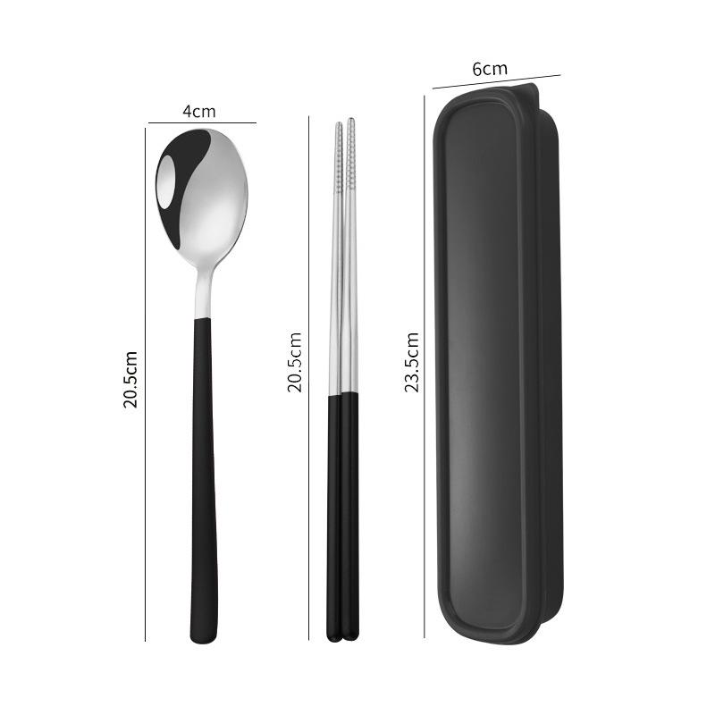 Three-Piece Japanese Stainless Steel Cutlery Set: Spoon, Fork, Chopsticks