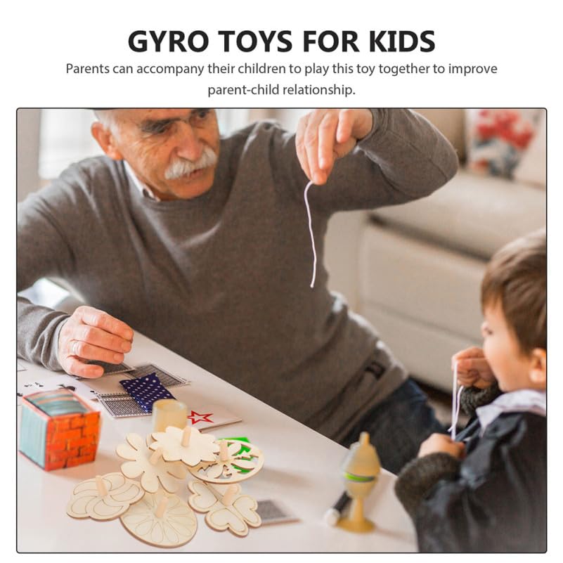 iplusmile Wooden Gyro Tops for Traditional and Unfinished Tops 18-Piece Top, Paintable, Educational, Cute, Hand-Cranked Kids, Play, Games,