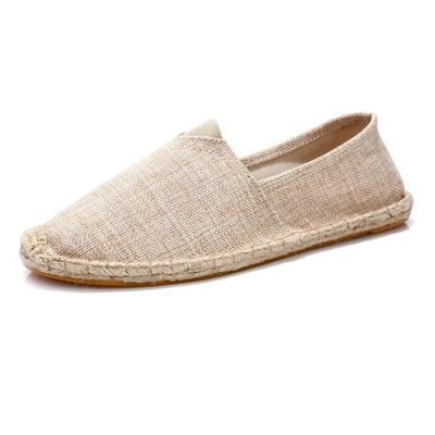 Zapatos de lino de costura para mujer, mocasines informales, alpargatas para hombre, zapatos planos de lona de cáñamo, calzado de conducción de pescador de talla grande