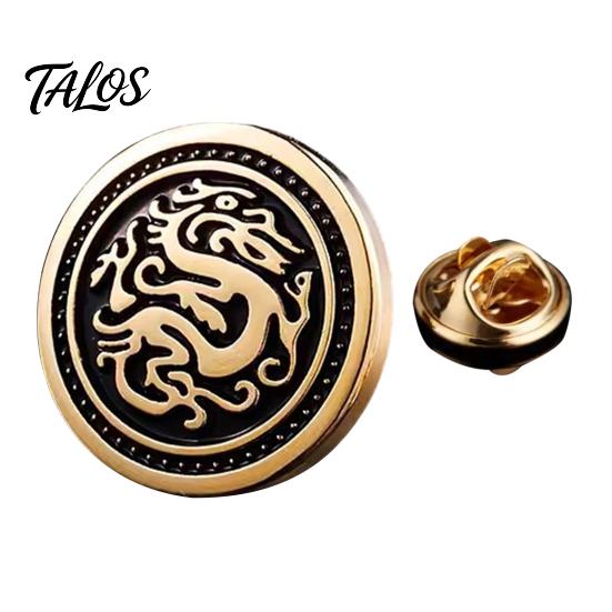 Cast Alloy Lapel Pin Vintage Embossed Pattern Pin, Zinc Suit Polished Edge Metal Button Collar for Men Formal Corsage Coat Decoration 3D