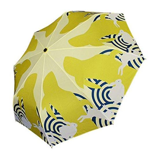 Hokusai Graphic Folding Umbrella for 95cm Pattern Textile Inaba no White Oak Women, [Japanese Tri-Folding Umbrella, Shirousagi]