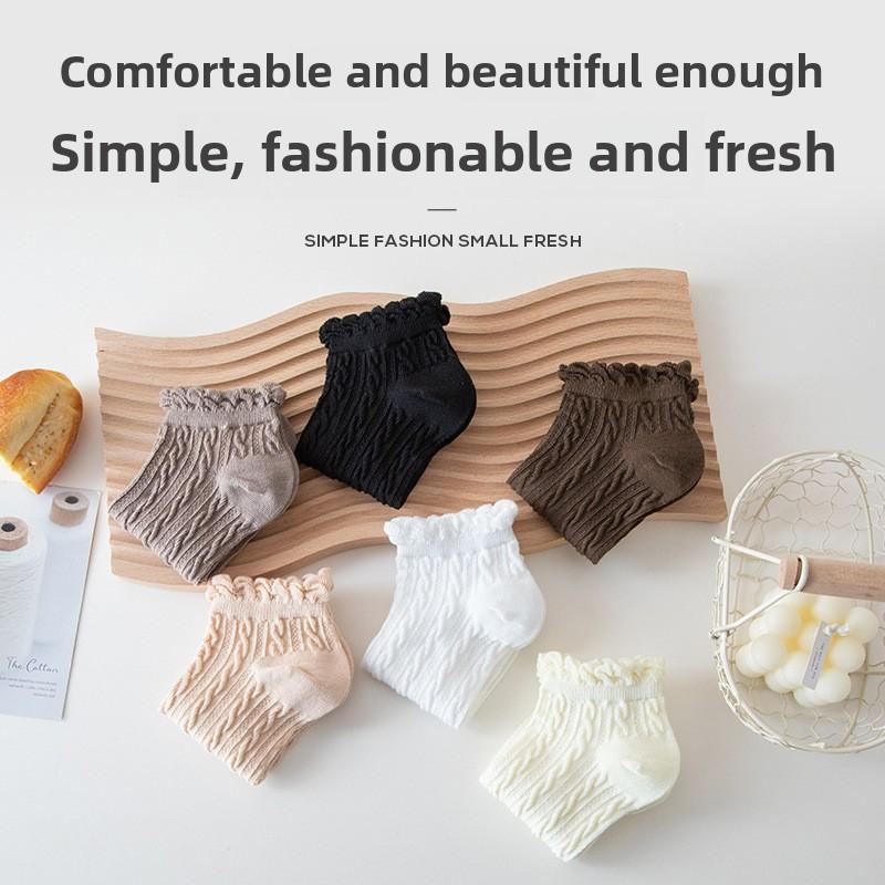 5 Pairs  Lace Socks Female Short Socks Shallow Student Female Socks Low Curry Tide