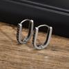 Vnox Viking Runes U Style Earrings for Men, Vintage Silver Color Stainless Steel Hoop Huggie Earrings,Gifts for Him Jewelry