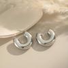 18K Gold Stainless Steel C-Shaped Hoop Earrings - Fashionable, Non-Fading, Versatile Women's Jewelry 