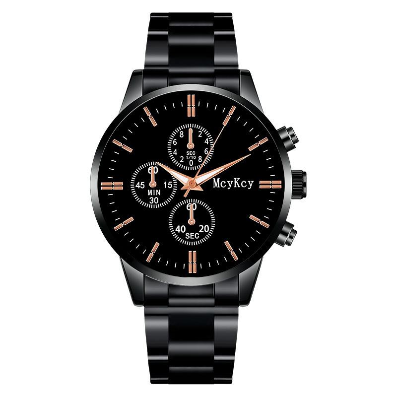 

Мужские простые кварцевые наручные часы со стальным ремешком и поддельными тремя глазами OneSize