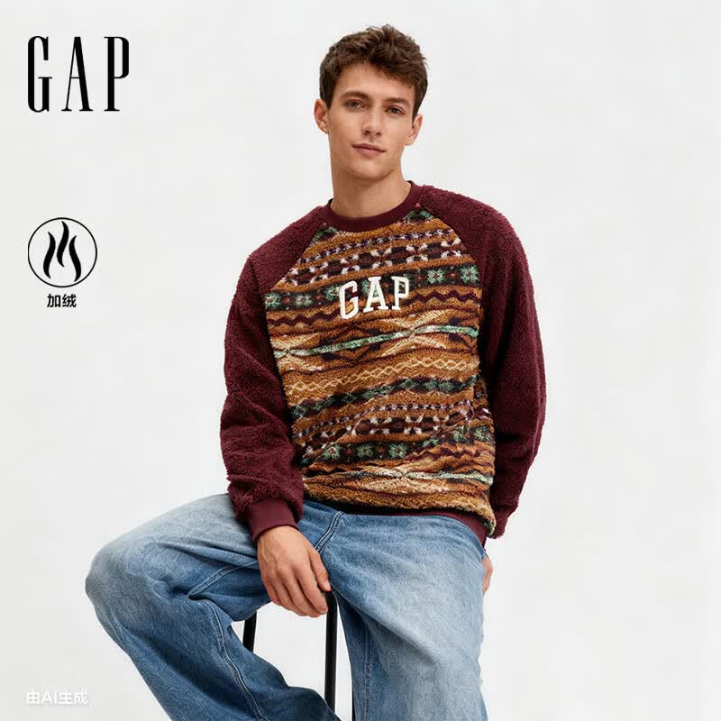 GAP Unisex Winter Logo Heavyweight Sherpa Raglan Sweatshirt