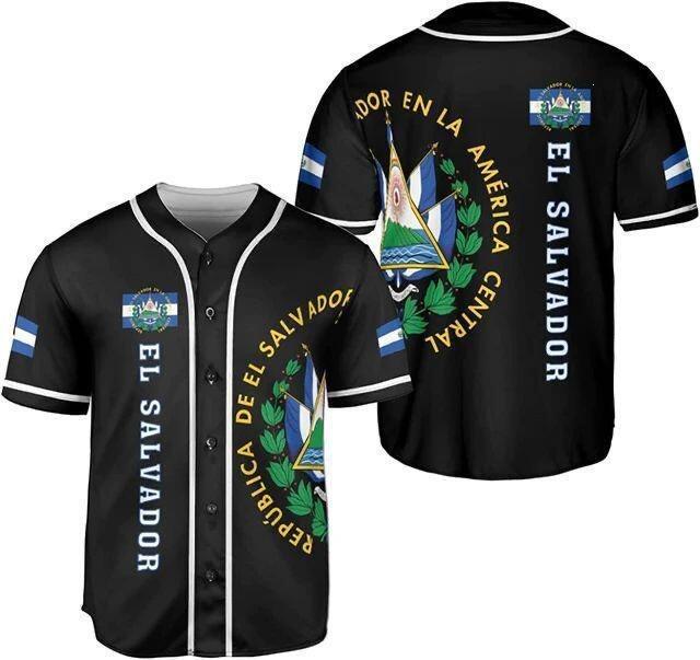 Mexico baseball team element print summer v-neck button-down baseball jersey