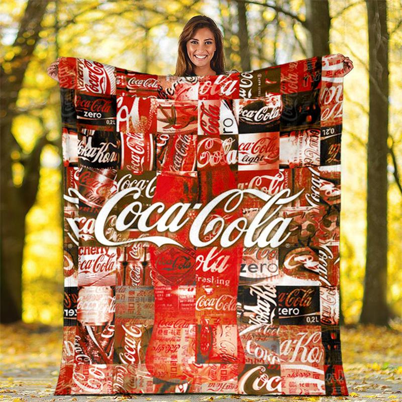 Christmas Gift Halloween Themed Cola Beverage Coca Cola Blanket Soft Home Furnishing Nap Decoration Four Seasons Warm Sherpa Blanket U24