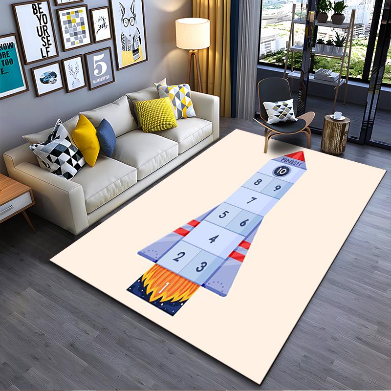 

Kids Hopscotch Rocket Carpet with Number Game Design for Playroom Suitable for use as an anti-slip for living room bedroom sofas 40x60cm( 15x23in )