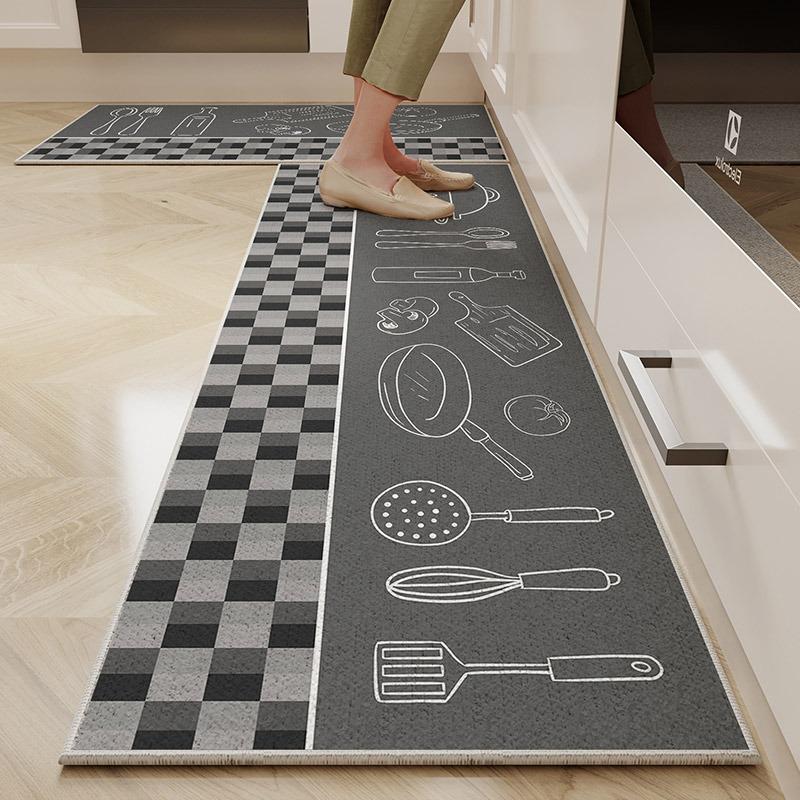 Mat for Kitchen Carpet TPR Anti-slip Long Carpets Gray Foot Mats Runner Rug Dustproof Floor Mat Home Decoration Rugs