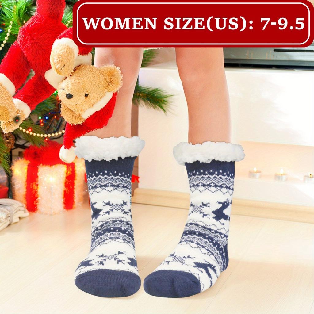 high qualityCozy Fuzzy Slipper Socks for Women - Non-Slip, Thick Lined Winter Warmth, Unique Pattern, Machine Washable - Perfect Christmas Gift,
