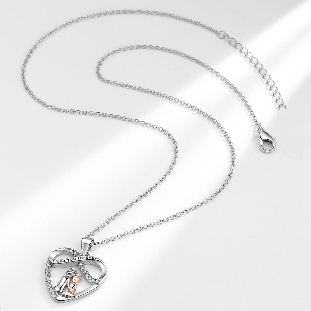 Endless Love Mother-Daughter Diamond Pendant Necklace – Elegant, Versatile Chain Jewelry