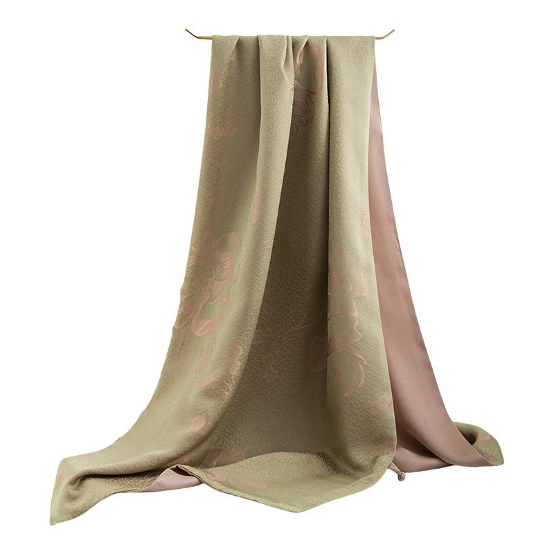 New Chinese Style Double Layer Silk Scarf Cheongsam with Shawl and Buckle Mulberry Silk Scarf for Mother