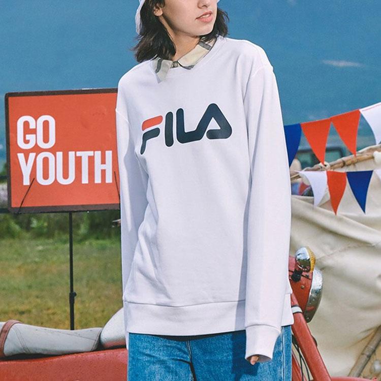 Fila Large Logo Printed Sports Crewneck Sweatshirt Men Sweatshirt White F51U044231FWT