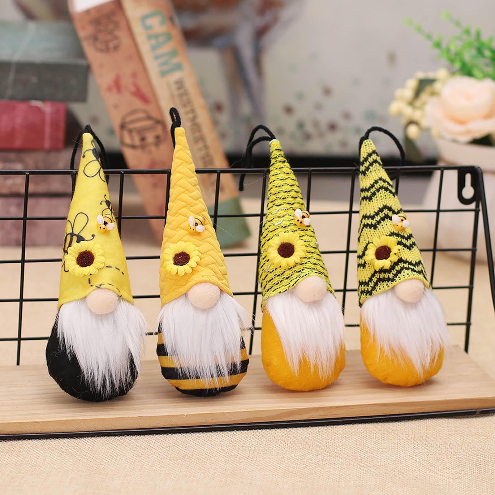 

Bumble Bee Plush Gnome Hanging Decoration Honey Bee Day Handmade Spring Scandinavian Tomte Nisse Swedish Elf Doll Pendants One Size