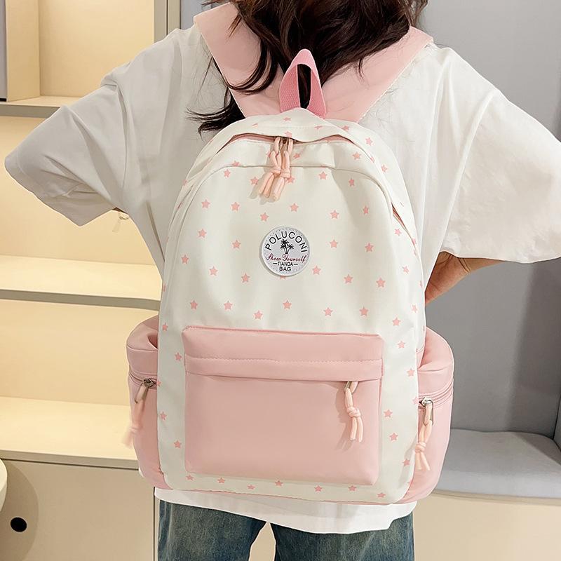 Schoolbag niche design simple versatile backpack junior high school college student high value schoolbag sweet and cute commuter backpack