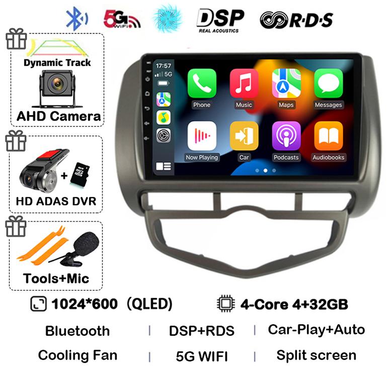Android 14 Auto Carplay WIFI+4G For HONDA JAZZ City 2002 - 2007 HD 2 Din Car Radio Multimedia Video Player Stereo GPS 360 Camera