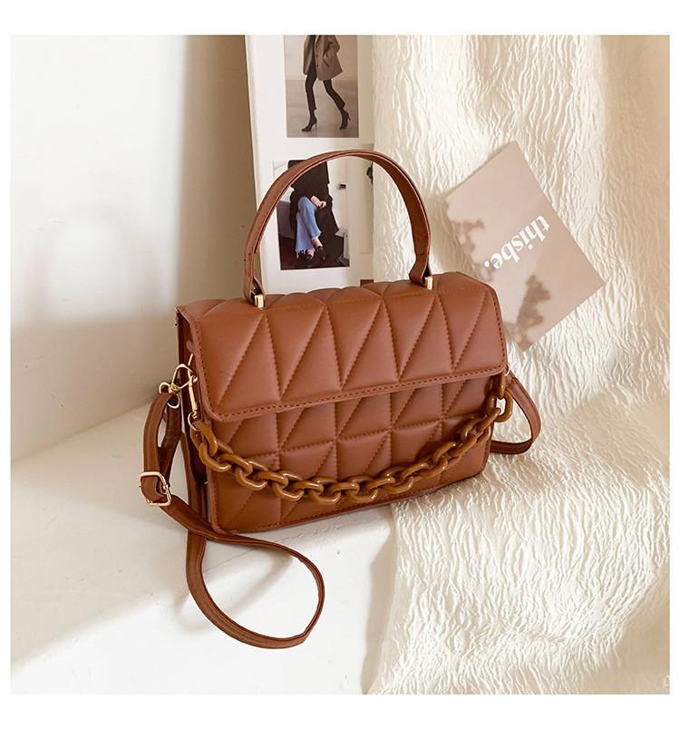 Small Fashion Pu Crossbody Bag With Embroidered Diamond Pattern For Casual Daily Use