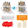 2 Tier Pull-out and Rotate Kitchen Spice Rack Multi-Function Seasoning Organizer for Kitchen Cabinet Pantry Counter-Top Supplies