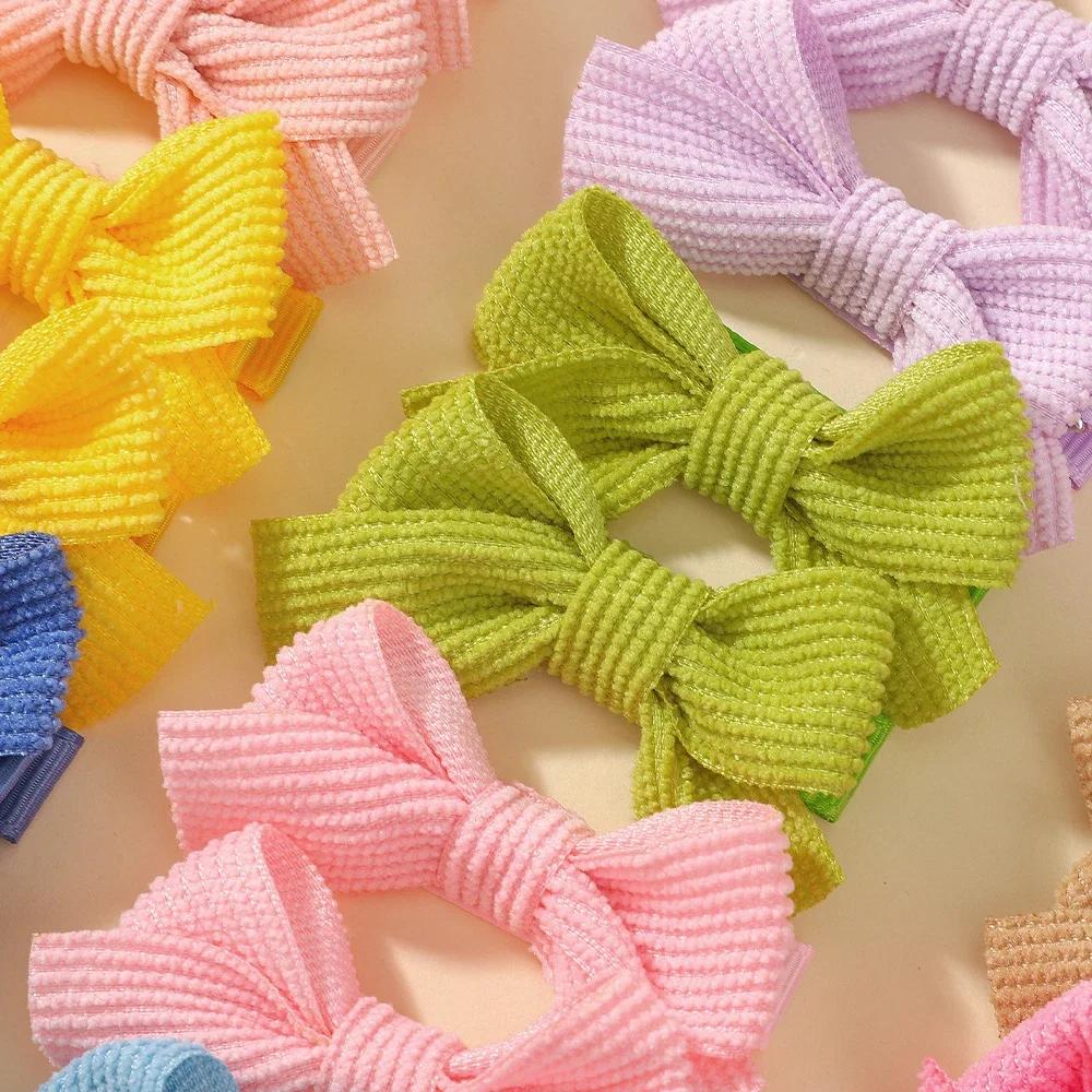 10pcs/set Cute 2'' Solid Ribbon Hair Bows Clip for Women Girls Princess Handmade Mini Bowknot Hairpin Barrette Hair Accessories