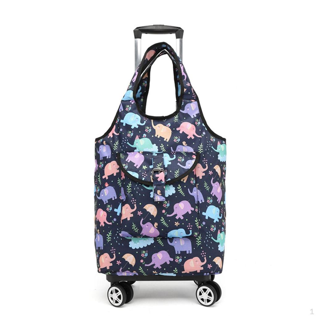 Foldable Shopping Cart Grocery Trolley Bag Rolling Tote Hand Pulled for Street