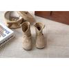 Kids Girls Retro French Style Suede Slouchy Mid Calf Slip On Boots