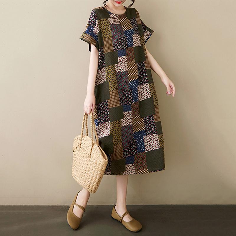 Xitao Geometrisches Print-Kleid mit Rundhalsausschnitt ZMY1129