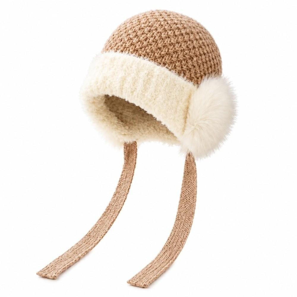 Solid Color Plush Earflap Cap Premium Plush Fluffy Warm Hat Winter Knit Hat  Chilly Days