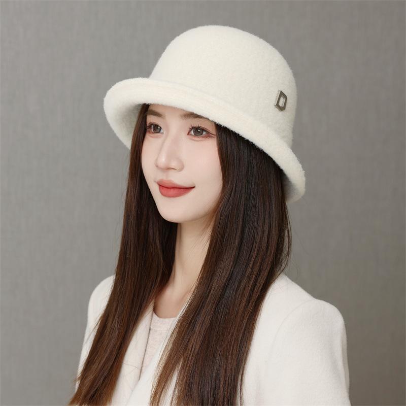 Elegant Top Hat Women's Foldable Basin Hat Bucket Hat Japanese Retro Bucket Hat Autumn and Winter Warm Hat
