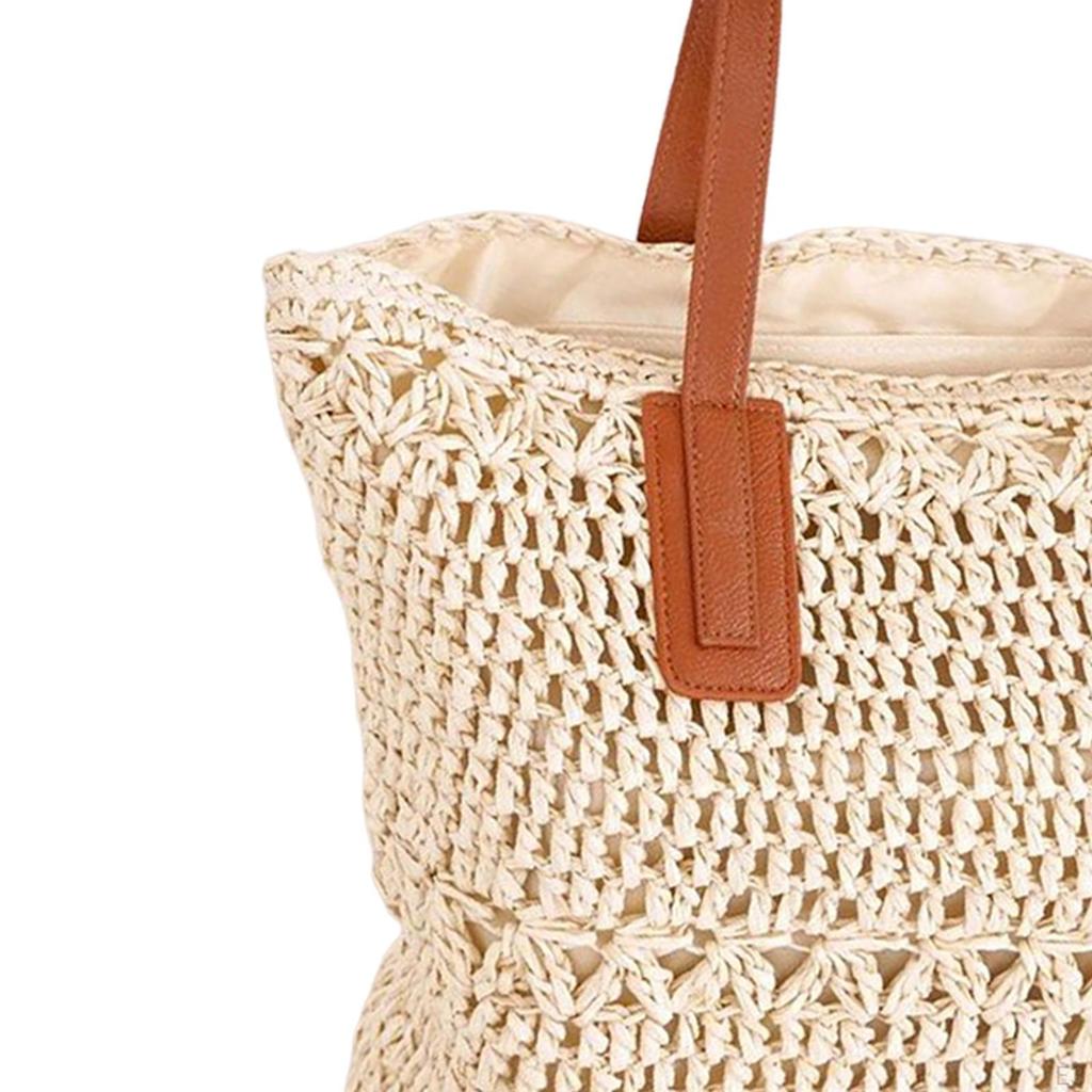 Casual Straw Woven Handbag Boho Top Handle Satchel Handmade Wallet Shoulder Bags Purse Ladies Girls