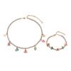 Wind Ladies Bracelet Necklace Set Geometric Christmas Pattern Drip Oil Design Clavicle Chain Diamond Jewelry Women