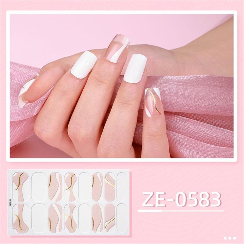 Nails Art Sticker with Nail File Waterproof Gels Nail Strips Nail Polish Sticker Nail Wraps Nails Art Decoration for Girl