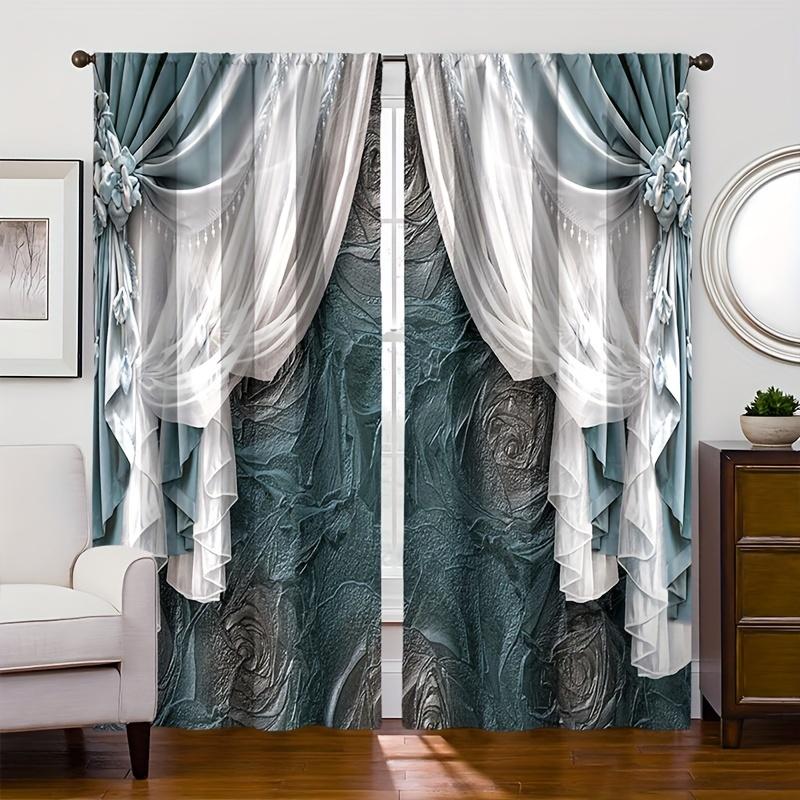 Gorgeous European Printed Curtains Study Room Kitchen Area Living Area Dorm Room Rod Pocket Window Drapes Bed Room Accesso