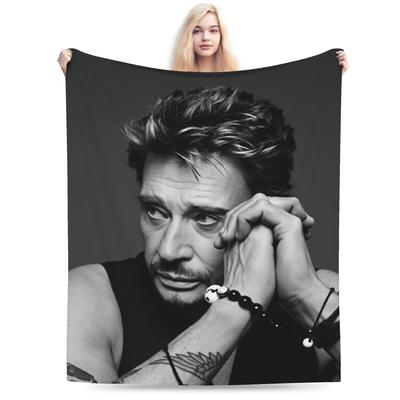 Rock Star Johnny Hallyday  Blanket Quality Soft Warm  Throw Blanket Winter Girls Boys Couch Chair Sofa Bed Pattern Bedspread