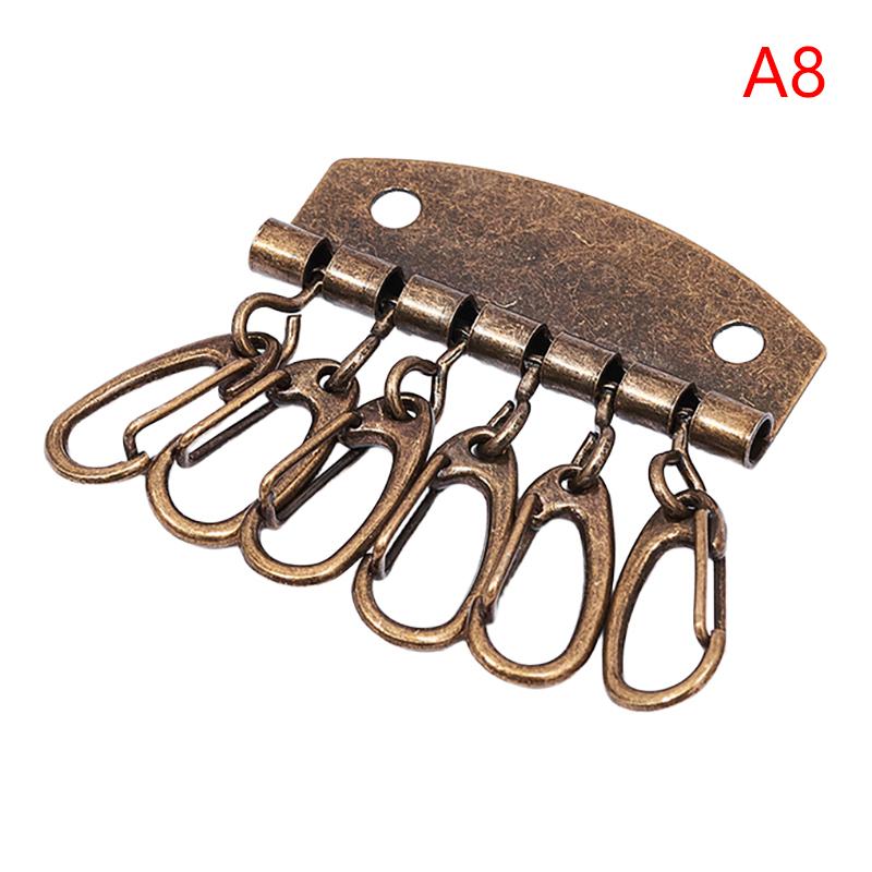 1PC Anti-fall Key Holders 6 Hooks Metal Rivet Wallet Key Clasp Clip Practical Small Keyring for Birthday Gifts