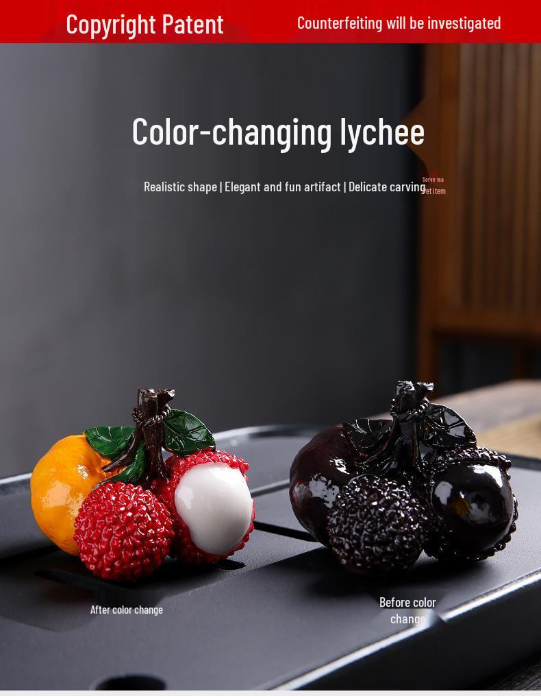 Color-changing Lychee Ornament Tea Tray Kit - Tea Table Accessories for Brewing and Tea Ceremony