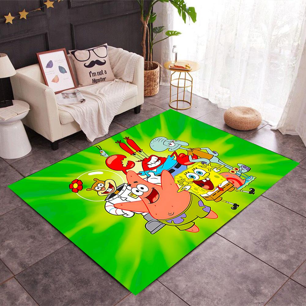 Spongebob Squarepants Adventure Themed Anti-Slip Rugs - Polyester Home Decor, Suitable for Bedrooms, Living Rooms, Doorways, Studios, and Decorations