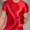 Men T-shirt Thin High Elasticity Round Neck Short Sleeves Slim Fit Good Breathability See-through Glossy Surface Top