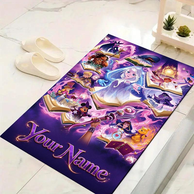 Custom 1Pc Mystical Magic Academy Starlit Spellbooks Flannel Personalized Rug Non Slip Floor Mat Soft Carpet for Living Bedroom Office Home Decor Gift