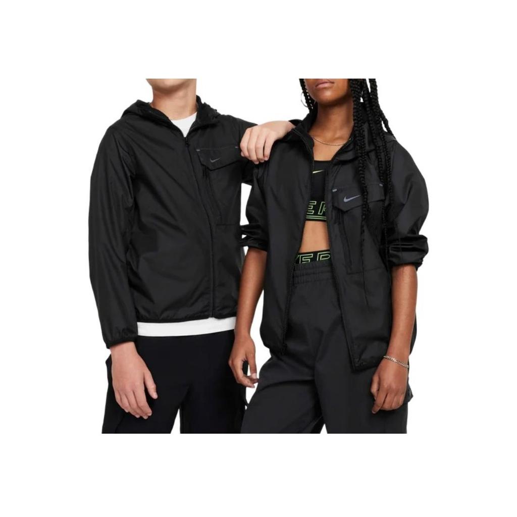 Nike Solid Color Comfortable Versatile Zip Long Sleeve Jacket Kids jackets Black FZ4905-010