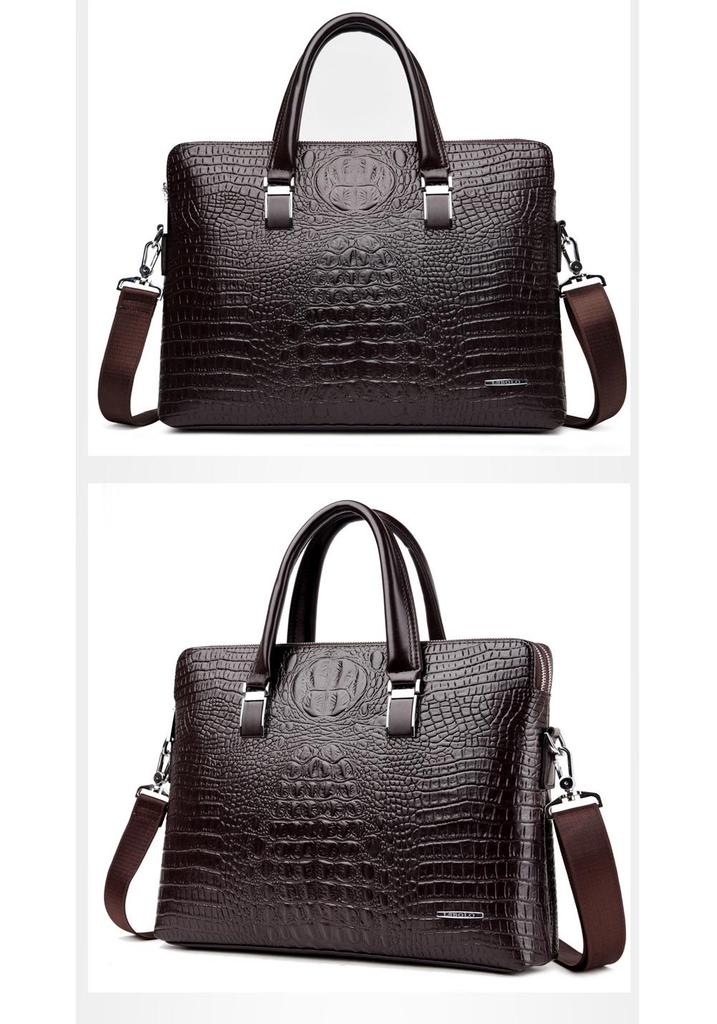 Men's Fashionable Crocodile Pattern Crossbody Handbag and Briefcase