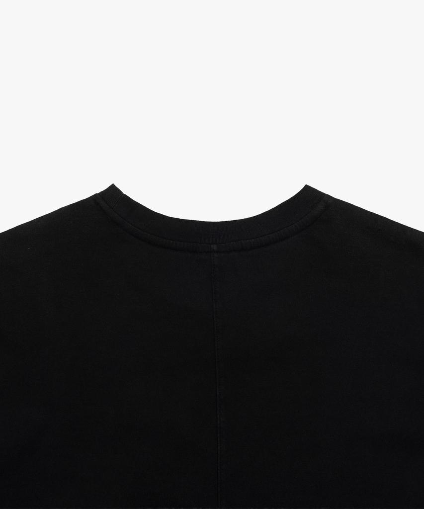 Liomeu Curved Incision Washed Short Sleeve T-Shirt_Black