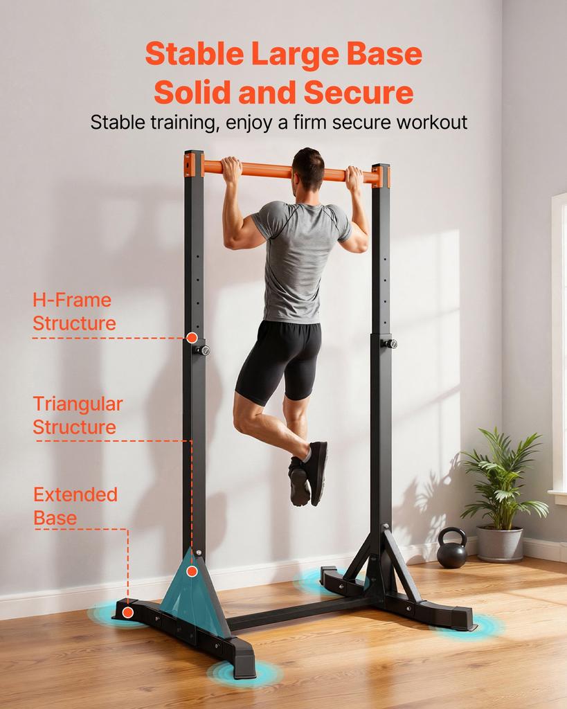 VEVOR Pull Up Bar, 150kg Capacity Portable Pullup Bar Station, Pullup Bars Free Standing with H-Frame Structure & Heavy-Duty Steel Tube