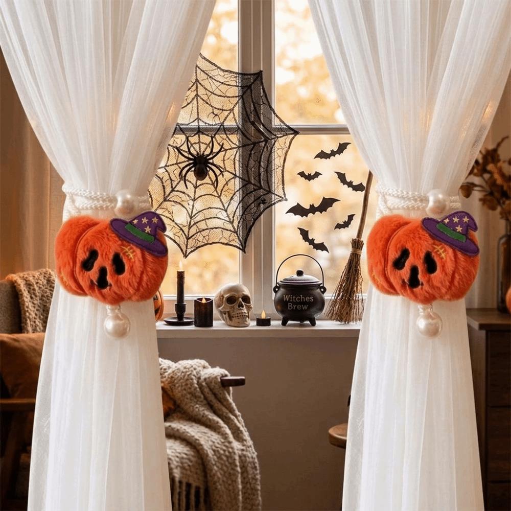 2Pcs 3D Halloween Curtain Ties Cute Ghost Curtain Buckles Pumpkin Curtain Buckles  Home Decor