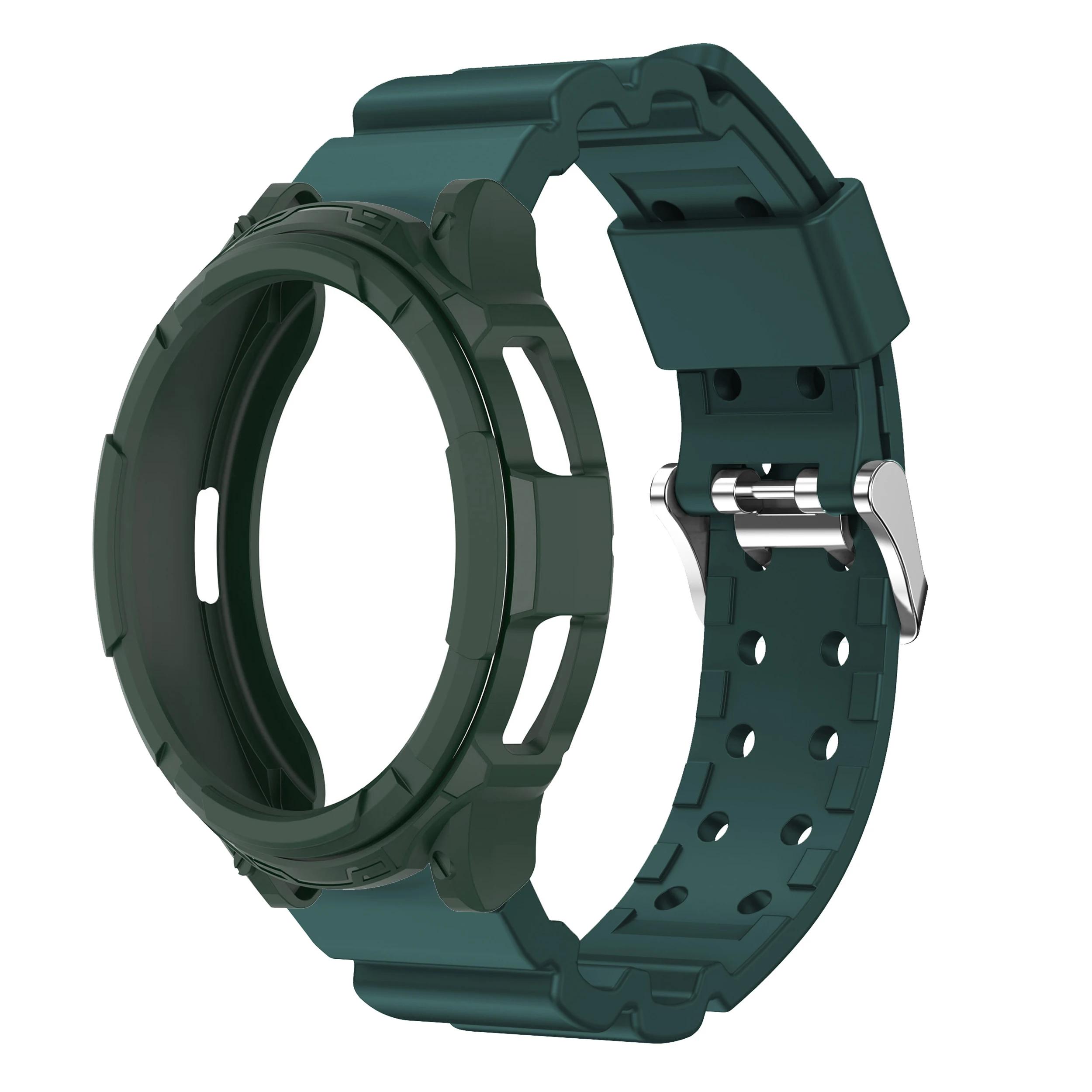 

Чехол+Ремешок для Samsung Galaxy Watch 6 Classic 43мм 47мм Браслет Защитная крышка Силиконовый браслет Для 6 Classic Комплект для модификации Watch 6 Classic 47mm зелёный
