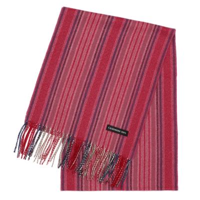 Outlet Kasmir Randig Halsduk Kasmir Sjal Outlet Gåva [Köpare] 100% Lamé [Dam & Herr] 23S-FKK01,02TX (0101 Vin)