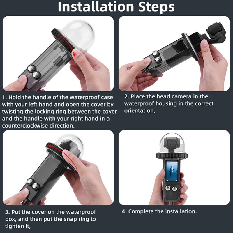 Waterproof Case for Pocket 3 Underwater Diving Housing Action Camera Diving Case Protector 40Meters/131.2ft